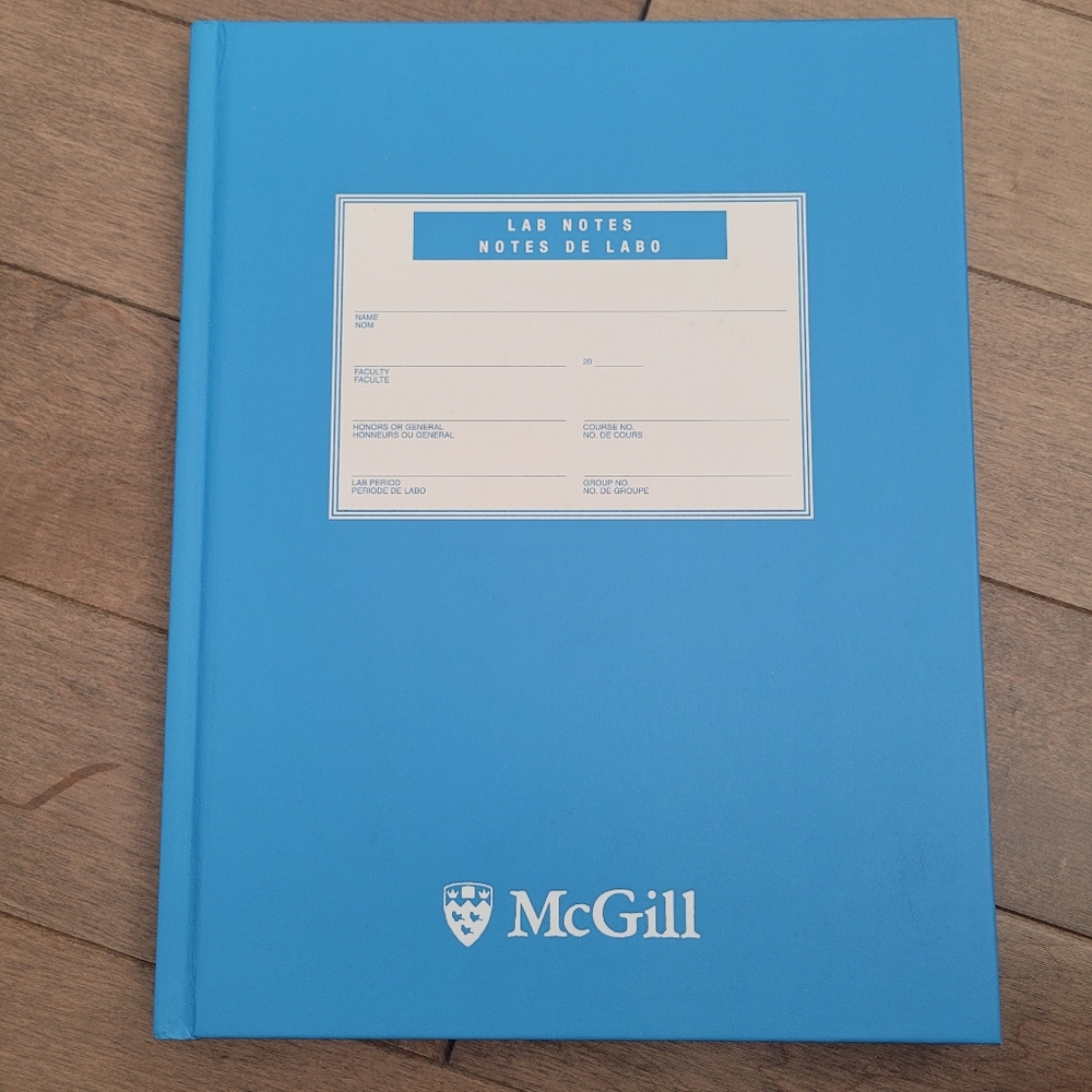 McGill University blue lab notebook
